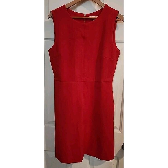 Spencer and Shaw Poppy Red Sleevless Sheath Dress Large Slimming - Picture 6 of 10